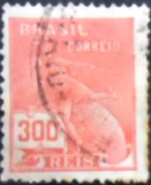 Selo postal do Brasil de 1929 Mercúrio 300