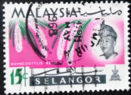 Selo postal de Selangor de 1965 Foxtail Orchids