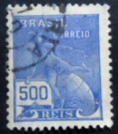 Selo postal do Brasil de 1930 Mercúrio e Globo 500