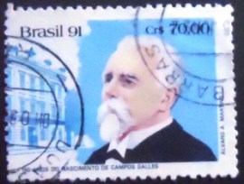 Selo postal do Brasil de 1991 Campos Salles
