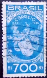 Selo postal do Brasil de 1935 Colonização Espírito Santo 700 rs