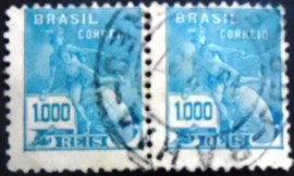 Par de selos postais do Brasil de 1936 Mercúrio 1000