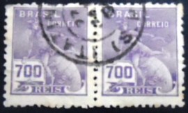 Par de selos postais do Brasil 1933 Mercúrio e Globo