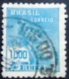 Selo postal do Brasil de 1931 Mercúrio e Globo