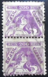 Par de selos postais do Brasil de 1939 Fé e Energia 200