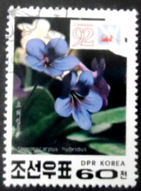 Selo postal da Coréia do Norte de 1991 Streptocarpus hybridus