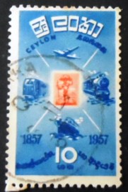 Selo postal do Ceilão de 1957 Methods of transportations