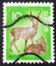 Selo postal do Japão de 1972 Sika Deer