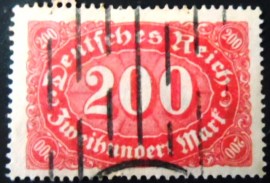 Selos postal da Alemanha Reich de 1923 Mark Numeral 200 U