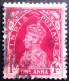 Selo postal da Índia de 1937 King George VI wearing Imperial Crown