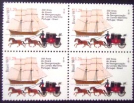 Quadra de selos postais do Brasil de 1998 Correio Marítimo