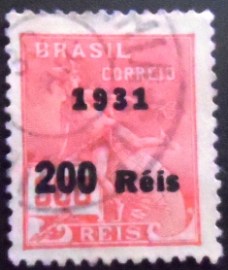 Selo postal do Brasil de 1931 Mercúrio 200/300 H