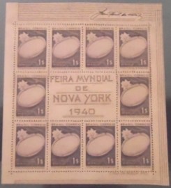 Bloco postal do Brasil de 1940 Feira Mundial New York Violeta