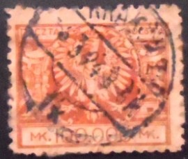 Selo postal da Polônia de 1924 Eagle on a Large Baroque Shield