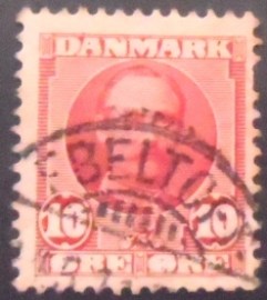 Selo postal da Dinamarca de 1907 King Frederik VIII