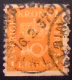 Selo postal da Suécia de 1921 Crown and Posthorn 1