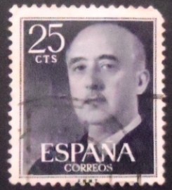 Selo postal da Espanha de 1955 General Franco 25