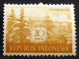 Selo postal da indonésia de 1960 Tobacco TEMBAKAU