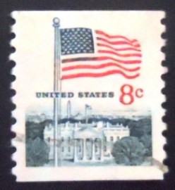 Selo postal dos Estados Unidos de 1971 Flag and White House 8