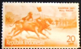 Selo postal da indonésia de 1961 Bull race