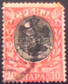 Selo postal da Sérvia de 1903 King Alexander I overprinted 10