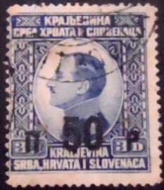 Selo postal da Iugoslávia de 1925 King Alexander overprint 50