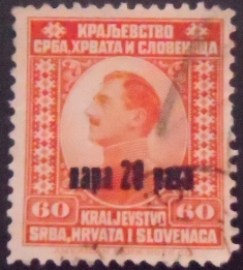 Selo postal da Iugoslávia de 1924 King Alexander overprint 20/60