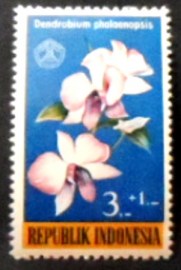 Selo postal da Indonésia de 1962 Dendrobium phalaenopsis