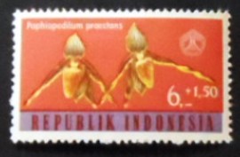 Selo postal da Indonésia de 1962 Paphiopedilum praestans