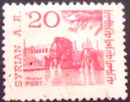 Selo postal da Síria de 1984 Waterwheels