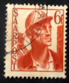 Selo postal de Saarland de 1948 Miner