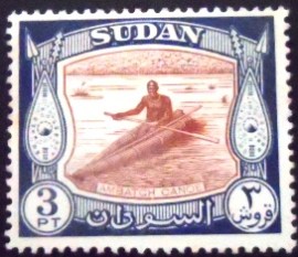 Selo postal do Sudão de 1951 Ambatch Canoe