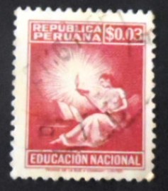 Selo postal do Peru de 1952 Symbol of Education 0,03