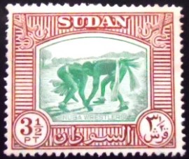 Selo postal do Sudão de 1951 Nuba Wrestlers