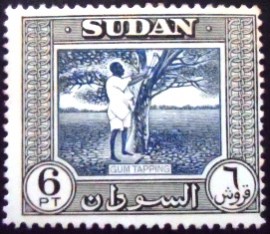 Selo postal do Sudão de 1951 Gum Tapping