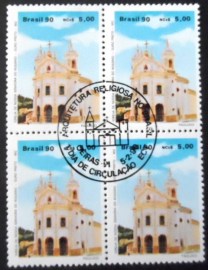 Quadra de selos postais do Brasil de 1990 Igreja Rosario PI