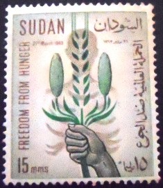 Selo postal do Sudão de 1963 Corn into a Hand 15
