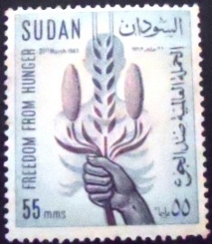 Selo postal do Sudão de 1963 Corn into a Hand 55
