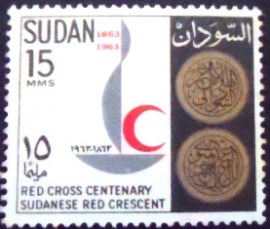 Selo postal do Sudão de 1963 Red Cross Centenary 15