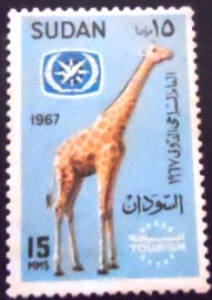 Selo postal do Sudão de 1967 Reticulated Giraffe 15