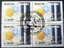 Quadra de selos postais do Brasil de 1990 Banco Central