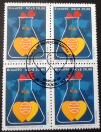 Quadra de selos postais do Brasil de 1990 Prevenção da AIDS