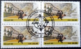Quadra de selos postais de 1990 Serviço Geográfico do Exército