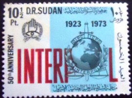 Selo postal do Sudão de 1974 Interpol 10½