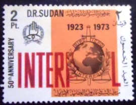 Selo postal do Sudão de 1974 Interpol 2