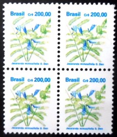 Quadra de selos postais do Brasil de 1991 Jacaranda mimosifolia