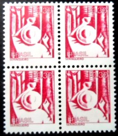 Quadra de selos postais do Brasil de 1976 Seringueiro