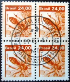 Quadra de selos postais do Brasil de 1982 Apicultura