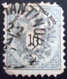 Selo postal da Áustria de 1887 Coat of Arms 10
