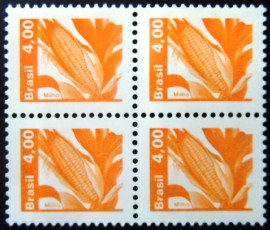 Quadra de selos postais do Brasil de 1980 Milho